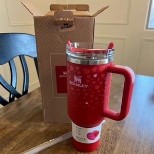 Stanley Red with hearts 40 oz Tumbler